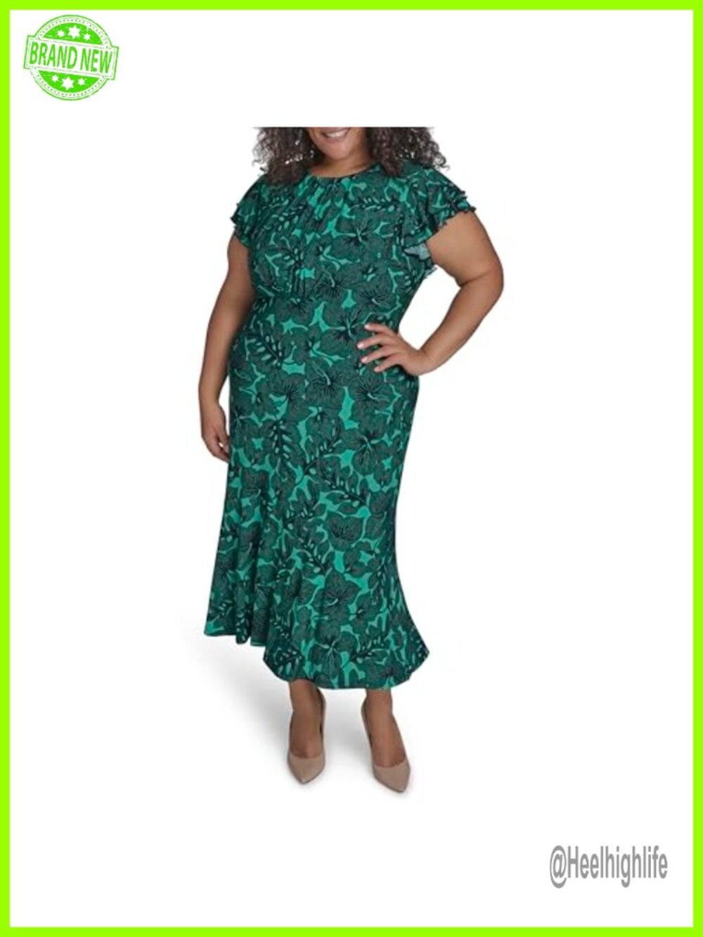 Tommy Hilfiger Flutter Sleeve Jersey Midi Dress Fit & Flare